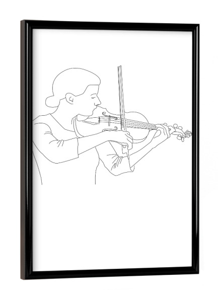 Poster mit schwarzem Rahmen "Violinistin Linienzeichnung" artboxONE - Schwarzweiß,Musik - Geige,Violine,Instrument,Musik