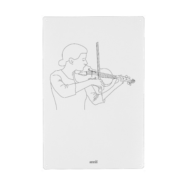 Holzbild "Violinistin Linienzeichnung" artboxONE - Schwarzweiß,Musik - Geige,Violine,Instrument,Musik