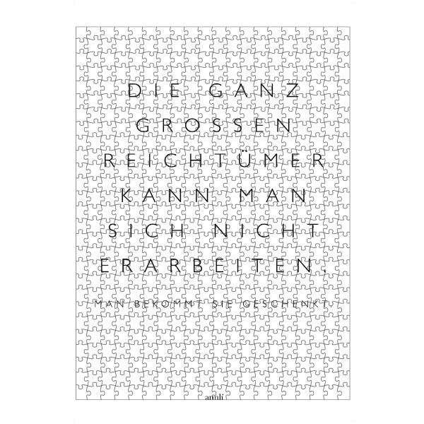 artboxONE Puzzle "Reichtümer" artboxONE - Typografie,Schwarzweiß - Geschenk,Reichtum,Leben - Bild geschenk