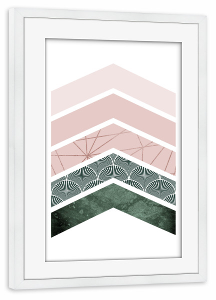 Poster mit Rahmen weiß "Scandinave Chevrons" artboxONE - Abstrakt,Geometrie - Chevrons,Arrows,Geometry,Geometric