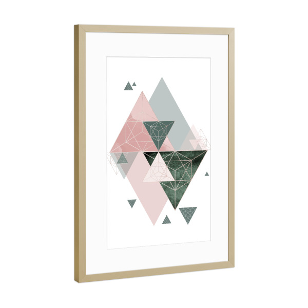 Poster mit Rahmen Gold "Geometric Purity" artboxONE - Abstrakt,Geometrie - Geometric,Geo,Triangles