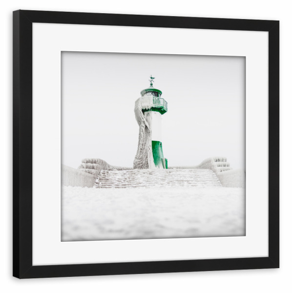 Poster mit Rahmen schwarz "Leuchtturm Sassnitz auf Rügen" artboxONE - Städte / Hamburg,Architektur,Reise / Strand und Meer