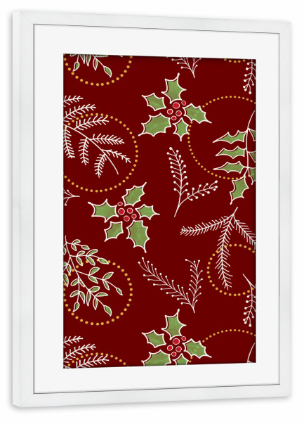 Poster mit Rahmen weiß "Classic Xmas" artboxONE - Weihnachten - Pattern,Winter plant,Winter berry