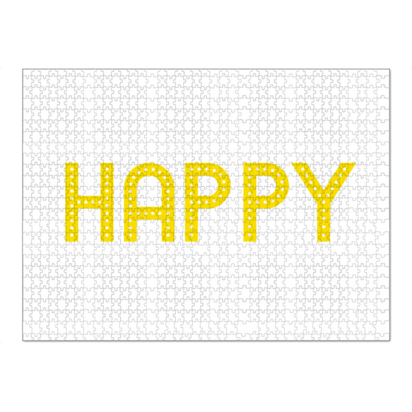 Puzzle Ravensburger "HAPPY yellow" artboxONE - Typografie,Für Kinder,Musik,Liebe,Für Mama,Für Papa,Festivals - Happy,Positive - Bild happy