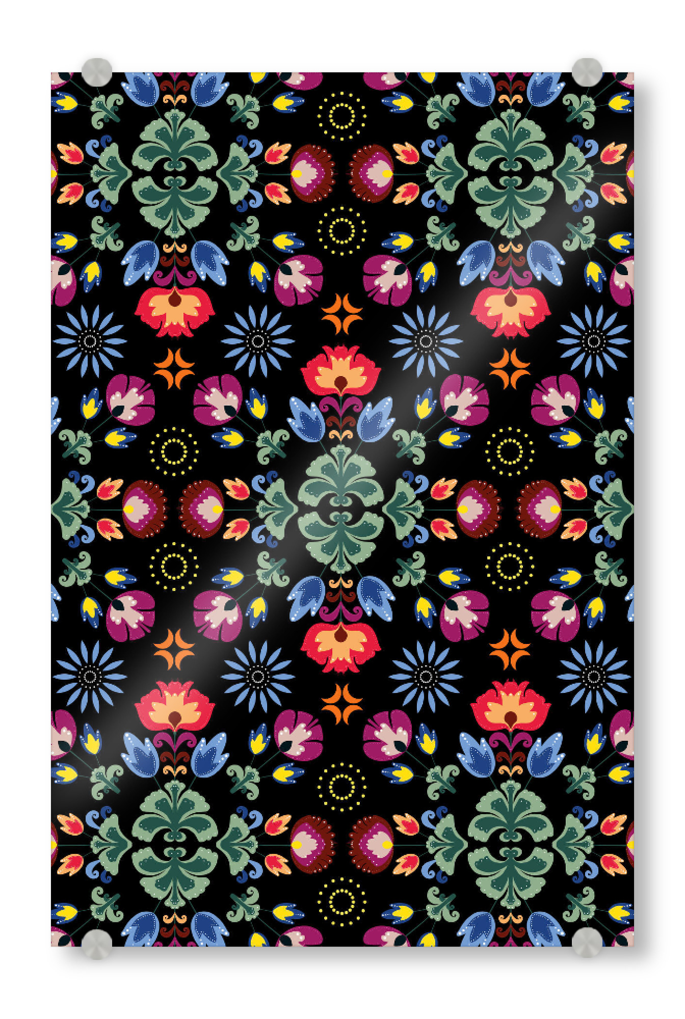Acrylglasbild "Fiesta Folk Black" artboxONE - Floral - Ornament,Traditional,Flowers