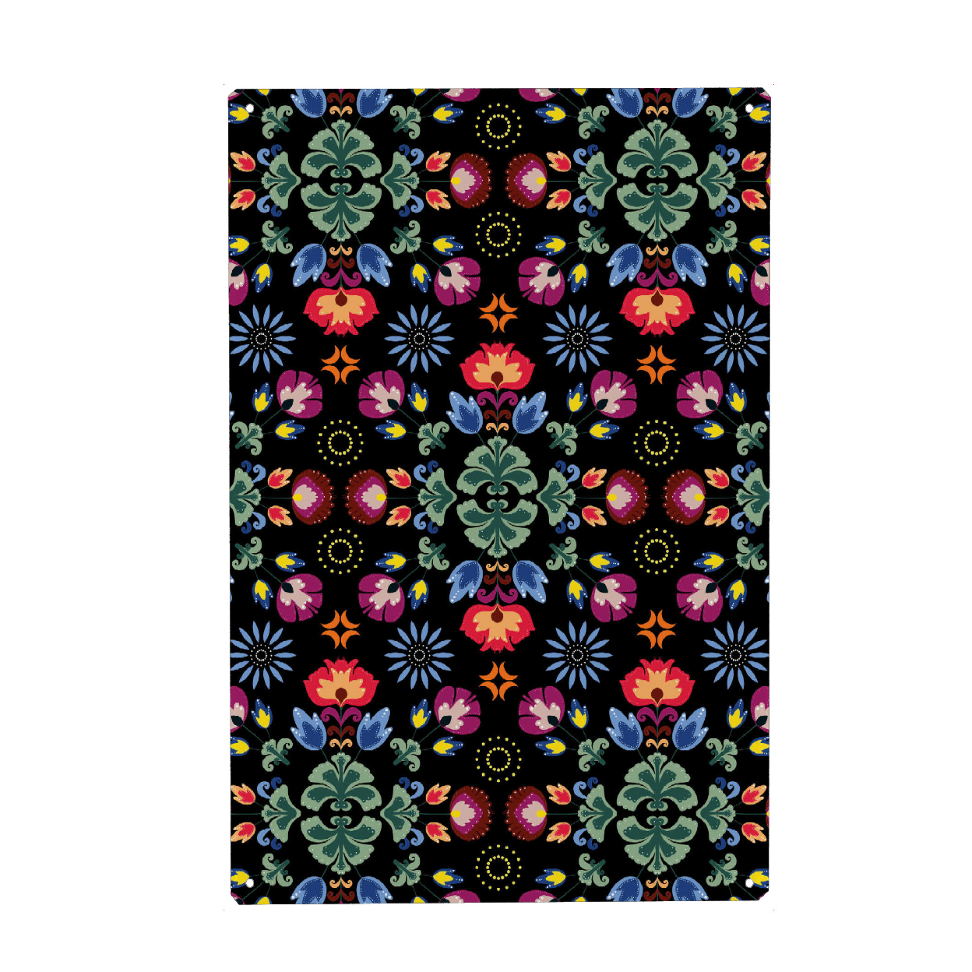 Holzbild "Fiesta Folk Black" artboxONE - Floral - Ornament,Traditional,Flowers