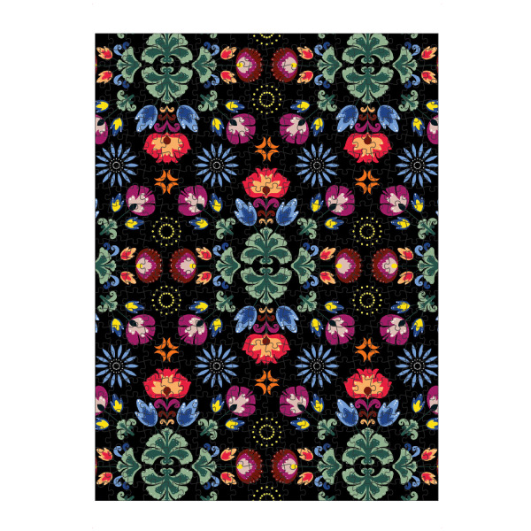 Puzzle Ravensburger "Fiesta Folk Black" artboxONE - Floral - Ornament,Traditional,Flowers - Bild ornament
