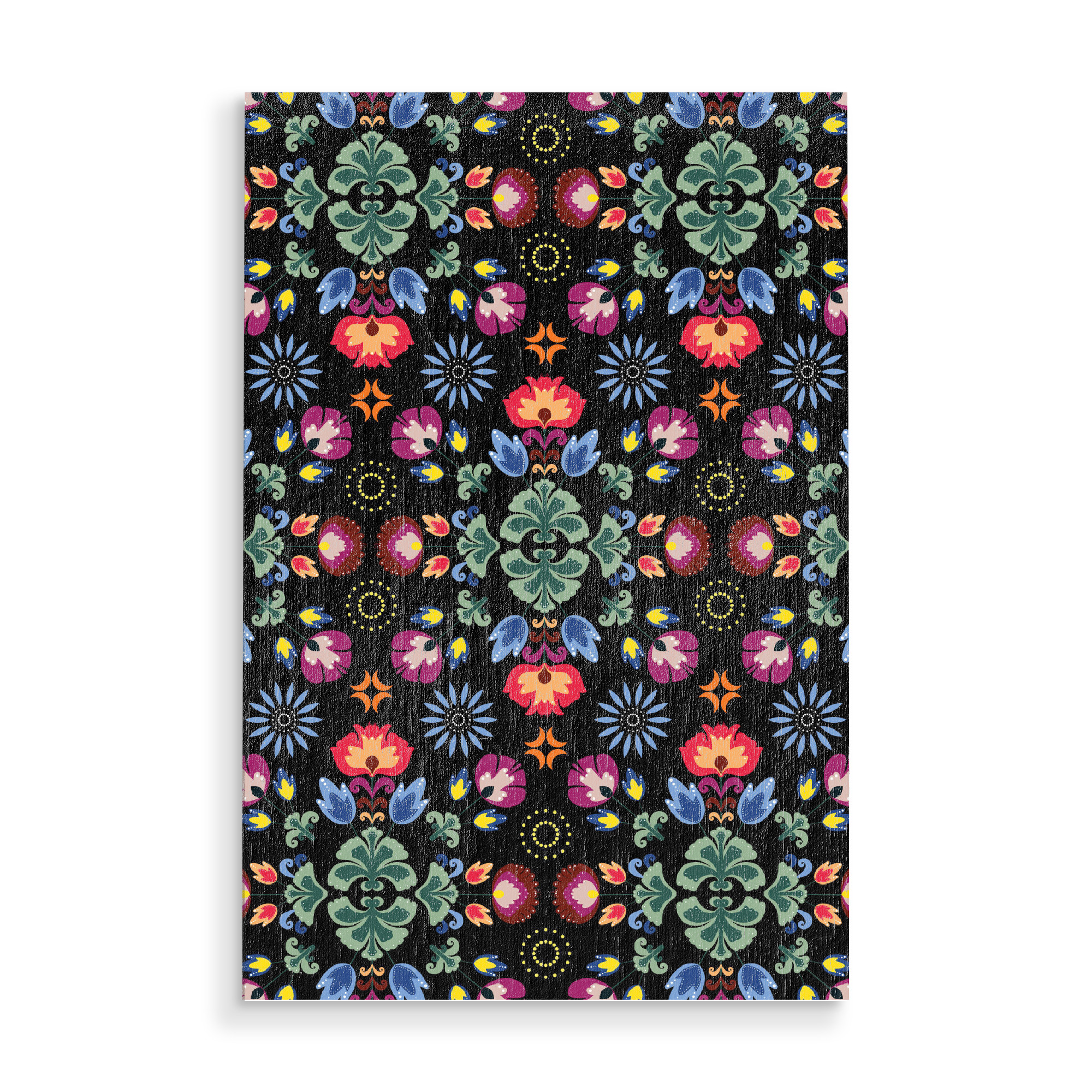 Holzbild "Fiesta Folk Black" artboxONE - Floral - Ornament,Traditional,Flowers