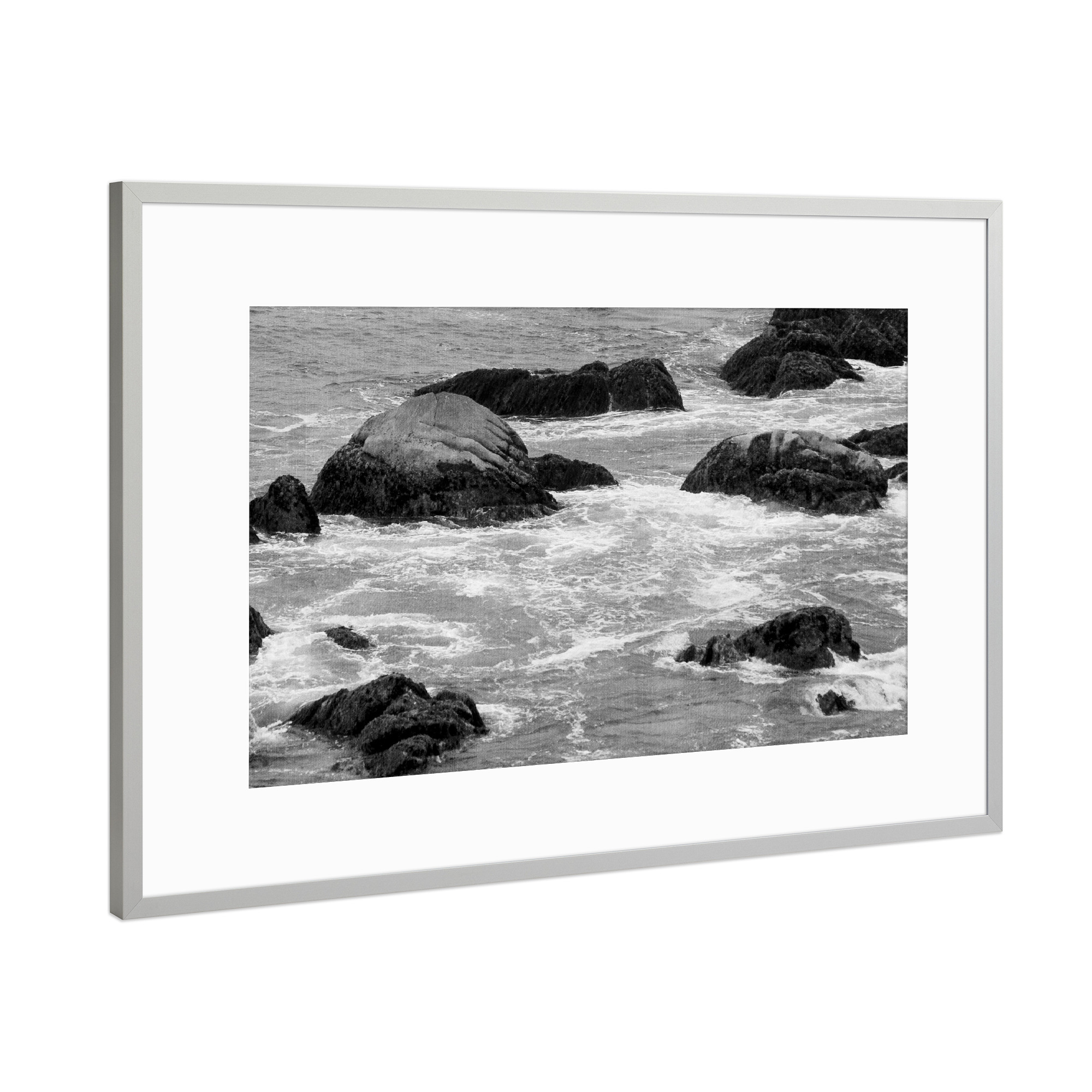 Poster mit Rahmen Silber "No Swimming Today" artboxONE - Natur,Schwarzweiß,Reise / Strand und Meer