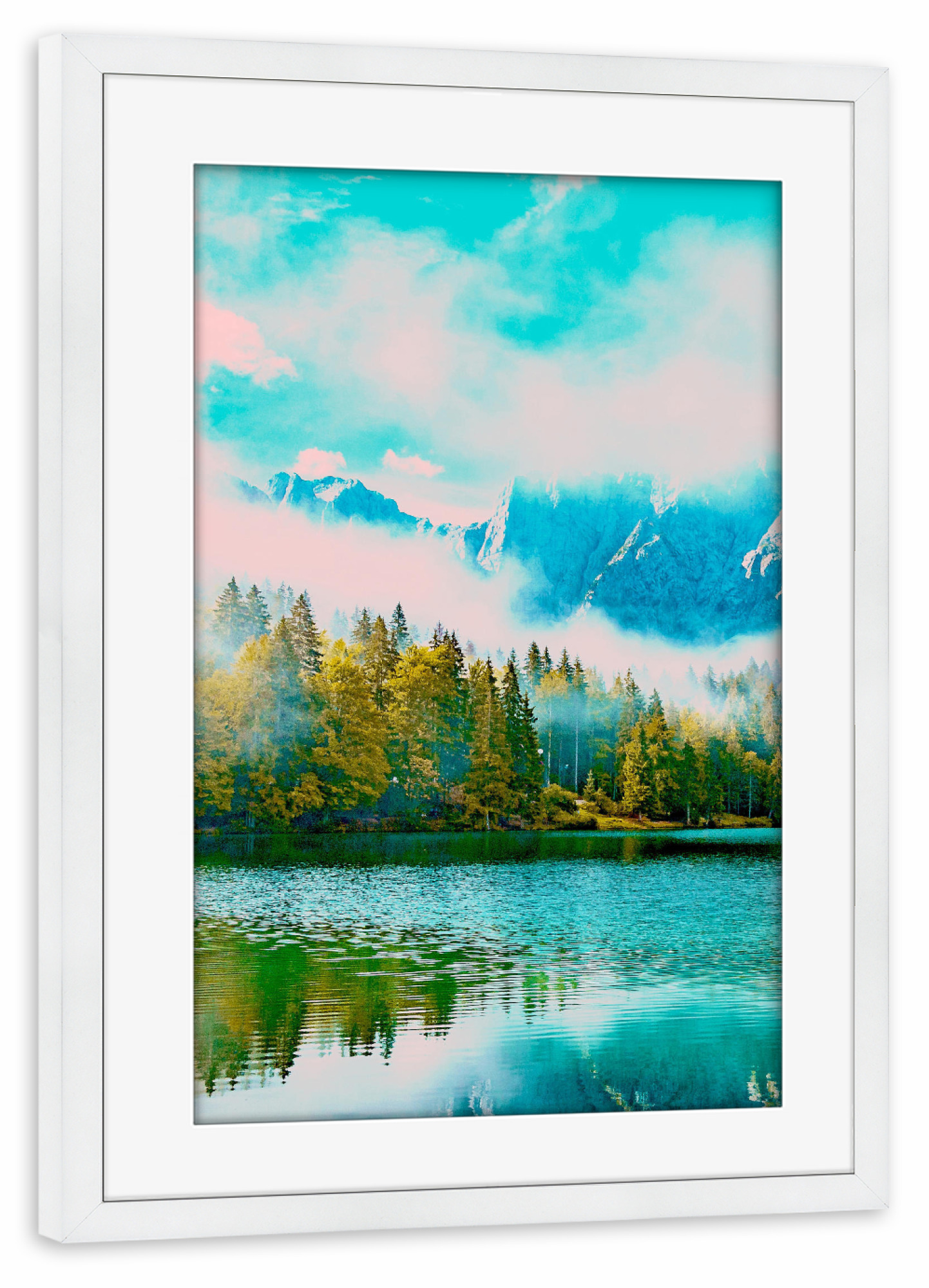 Poster mit Rahmen weiß "Destiny" artboxONE - Natur - Lake,River,Nature