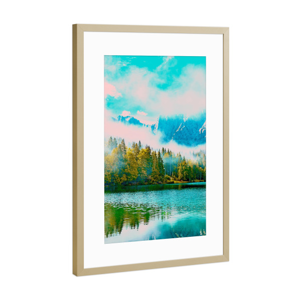 Poster mit Rahmen Gold "Destiny" artboxONE - Natur - Lake,River,Nature