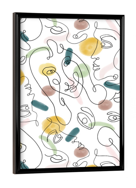 Poster mit schwarzem Rahmen "One Line Portraits" artboxONE - Menschen - Portrait,Oneline,Lineart,Face