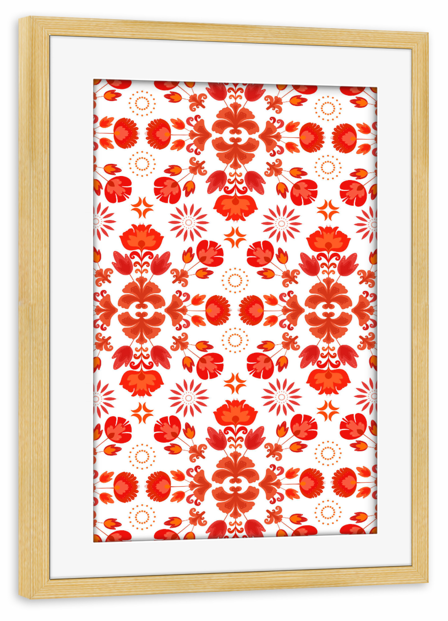 Poster mit Rahmen kiefer "Fiesta Folk Red" artboxONE - Floral - Ornament,Traditional,Flowers