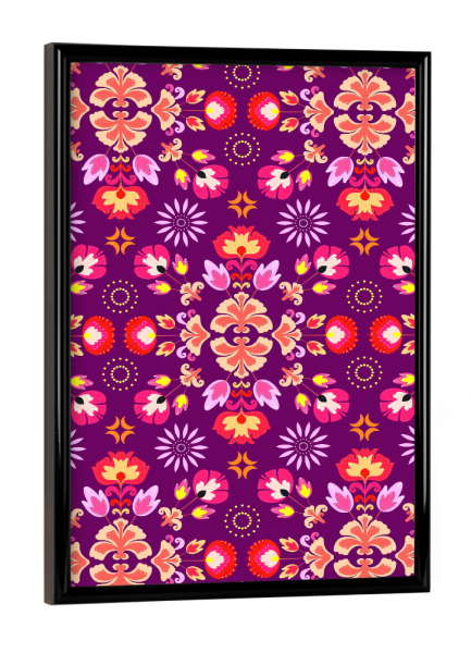Poster mit schwarzem Rahmen "Fiesta Folk Purple" artboxONE - Floral - Ornament,Traditional,Flowers