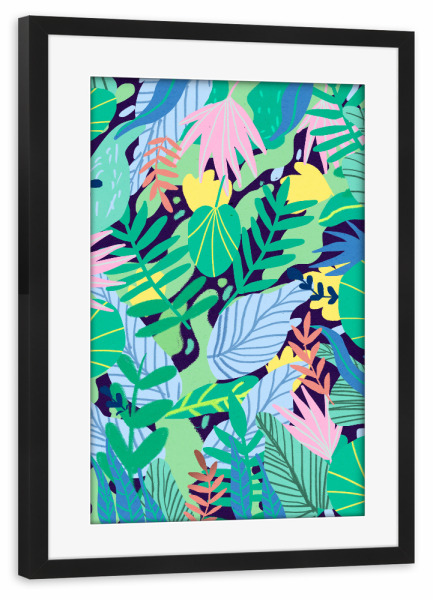 Poster mit Rahmen schwarz "Wild Garden | Eclectic" artboxONE - Floral - Jungle,Leaf