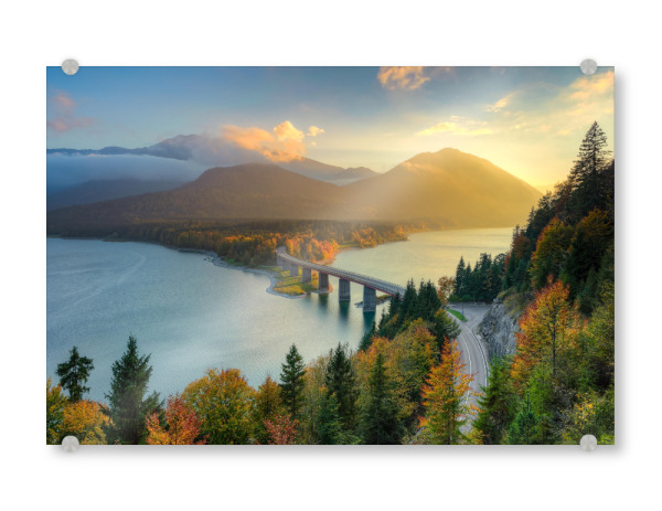 Acrylglasbild "Herbst am Sylvensteinsee" artboxONE - Natur - Bayern,Alpen,Berge