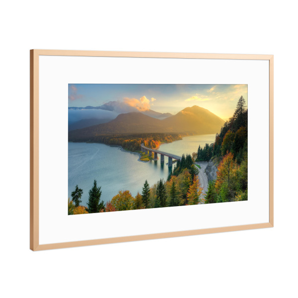 Poster mit Rahmen Kupfer "Herbst am Sylvensteinsee" artboxONE - Natur - Bayern,Alpen,Berge