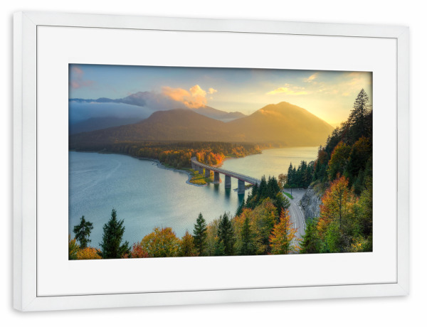 Poster mit Rahmen weiß "Herbst am Sylvensteinsee" artboxONE - Natur - Bayern,Alpen,Berge