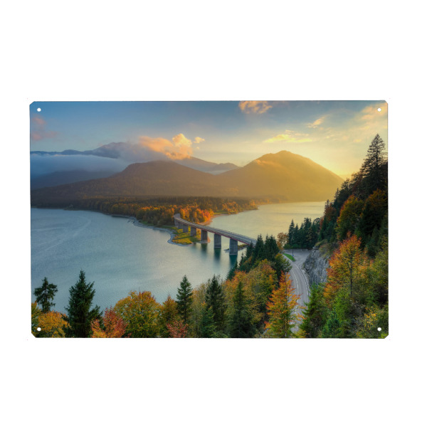 Metall Poster "Herbst am Sylvensteinsee" artboxONE - Natur - Bayern,Alpen,Berge - Blechschild