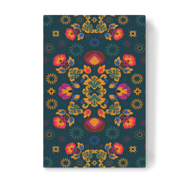 Leinwandbild "Fiesta Folk Blue" artboxONE - Floral - Ornament,Traditional,Flowers