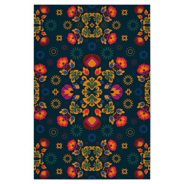 Poster "Fiesta Folk Blue" artboxONE - Floral - Ornament,Traditional,Flowers