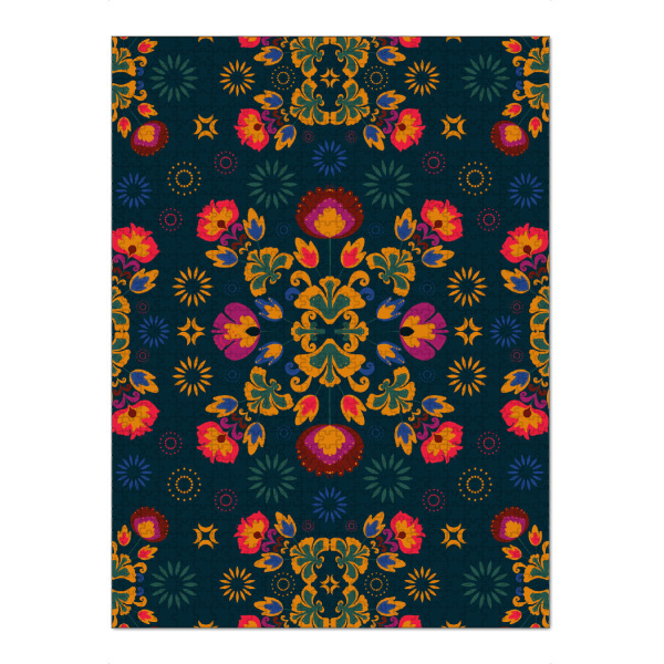 Puzzle Ravensburger "Fiesta Folk Blue" artboxONE - Floral - Ornament,Traditional,Flowers - Bild ornament