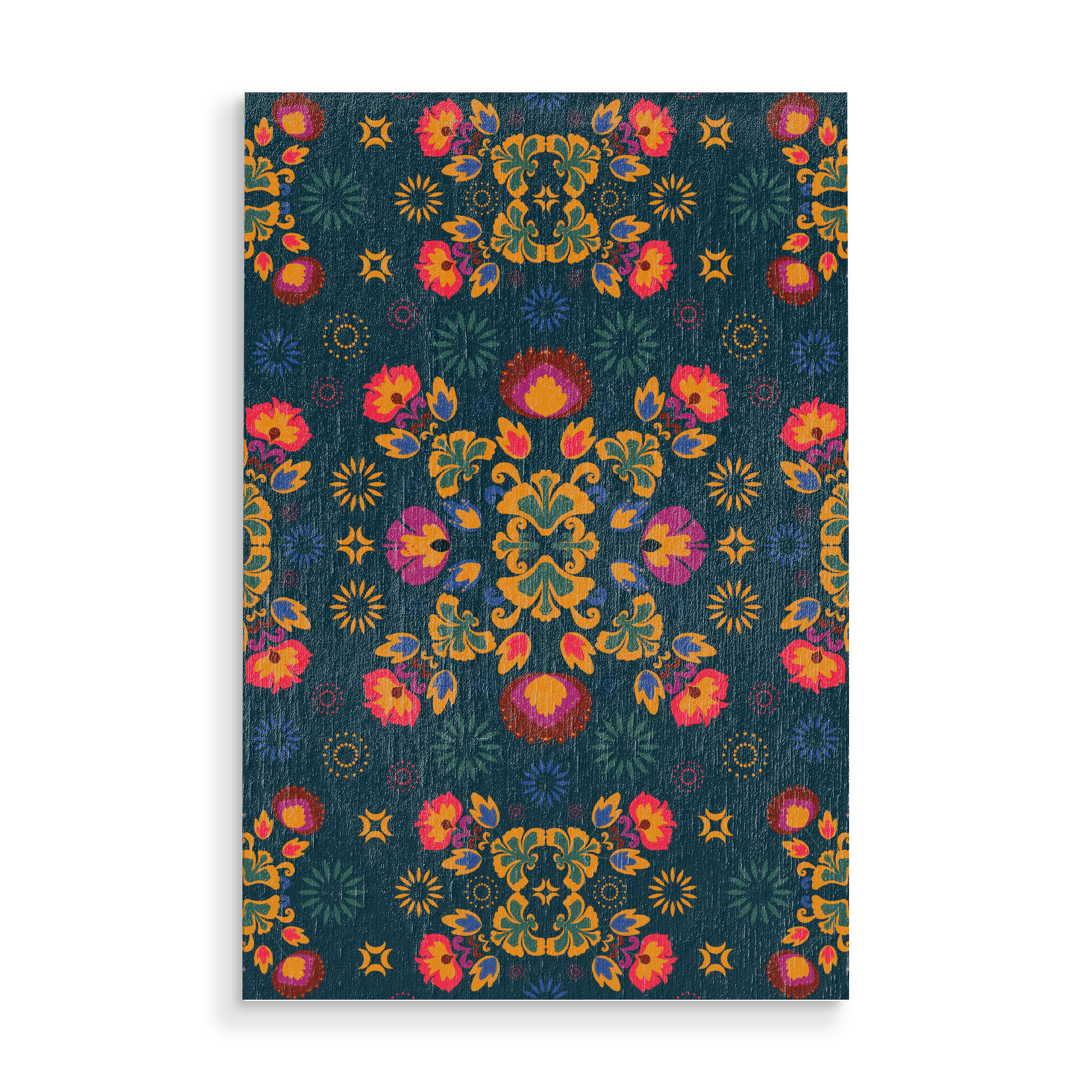 Holzbild "Fiesta Folk Blue" artboxONE - Floral - Ornament,Traditional,Flowers