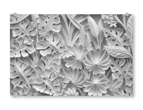 Acrylglasbild "Blumen Pattern schwarzweiß" artboxONE - Floral,Schwarzweiß - Blumen,Muster,Pattern,Vintage,Stuck