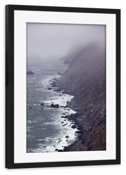 Poster mit Rahmen schwarz "Foggy Beach" artboxONE - Natur,Reise / Strand und Meer - Beach,Fog,Coast