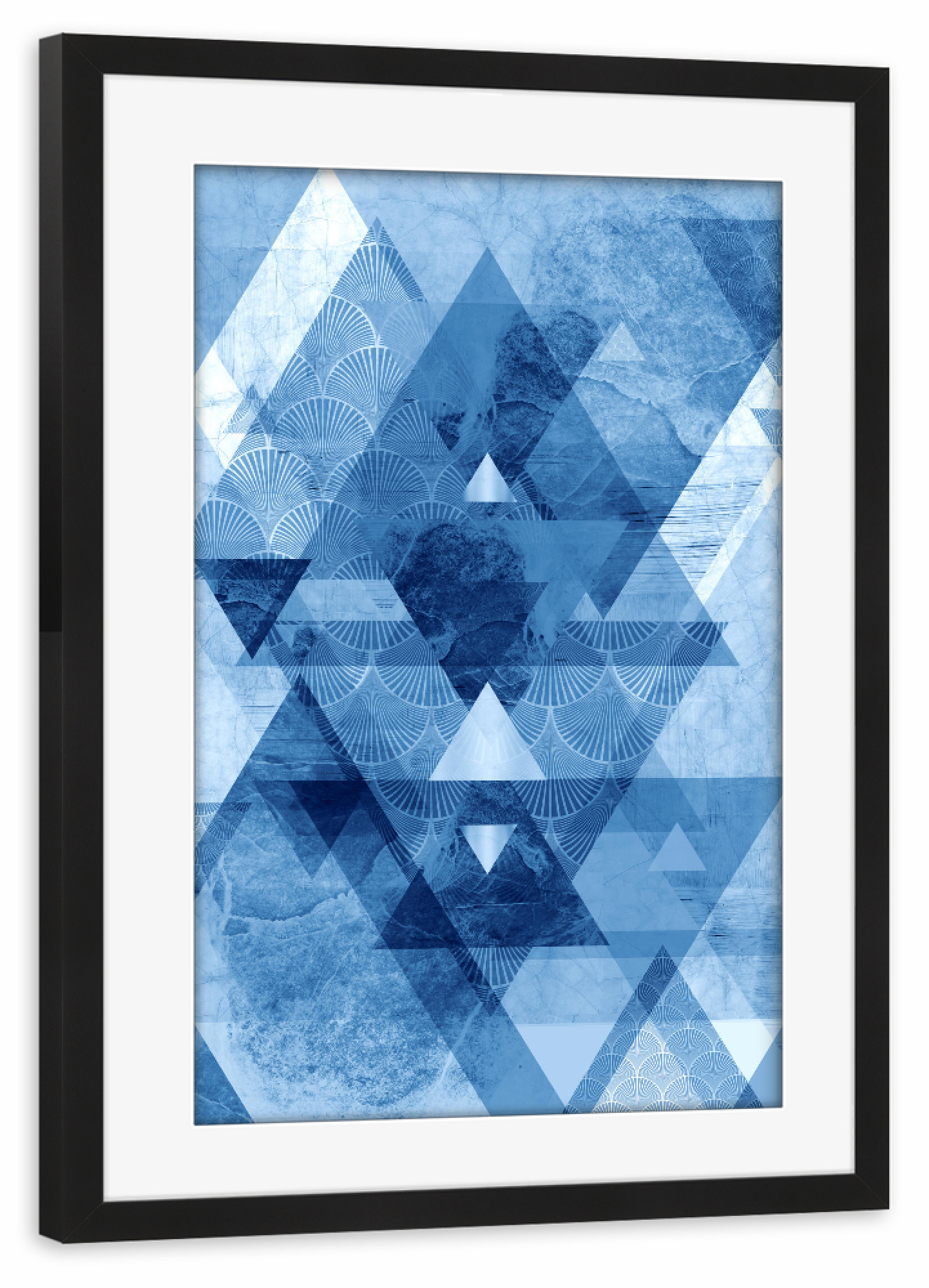 Poster mit Rahmen schwarz "Geometrical Blue" artboxONE - Abstrakt,Geometrie - Geometrical,Geometric,Abstract,Triangle