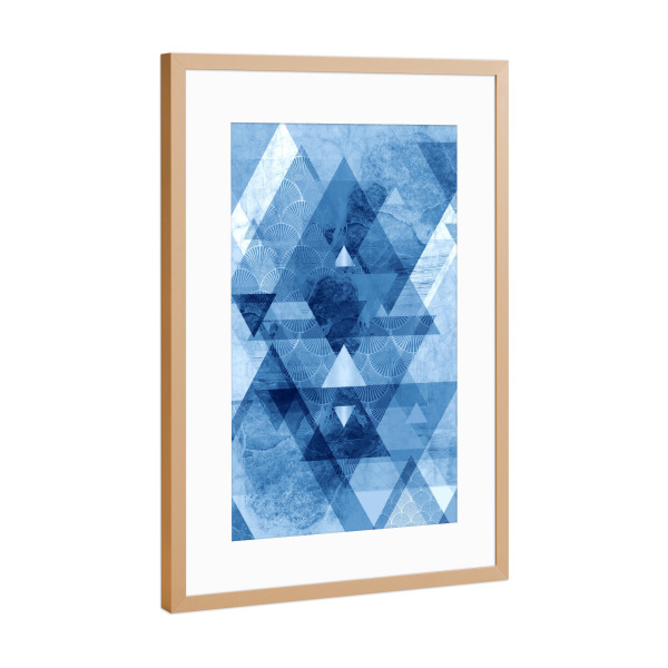 Poster mit Rahmen Kupfer "Geometrical Blue" artboxONE - Abstrakt,Geometrie - Geometrical,Geometric,Abstract,Triangle