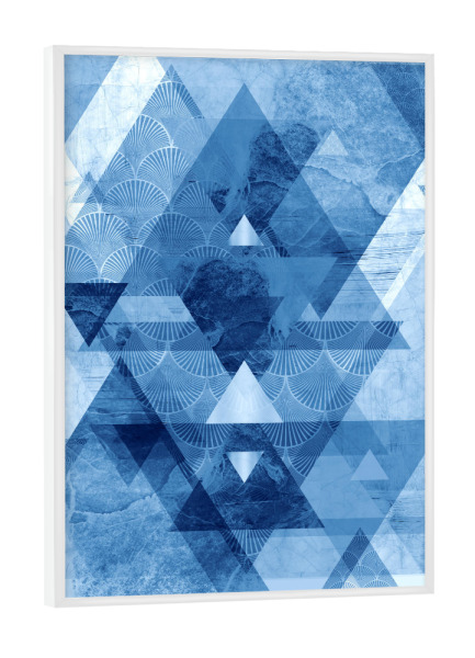 Poster mit weißem Rahmen "Geometrical Blue" artboxONE - Abstrakt,Geometrie - Geometrical,Geometric,Abstract,Triangle