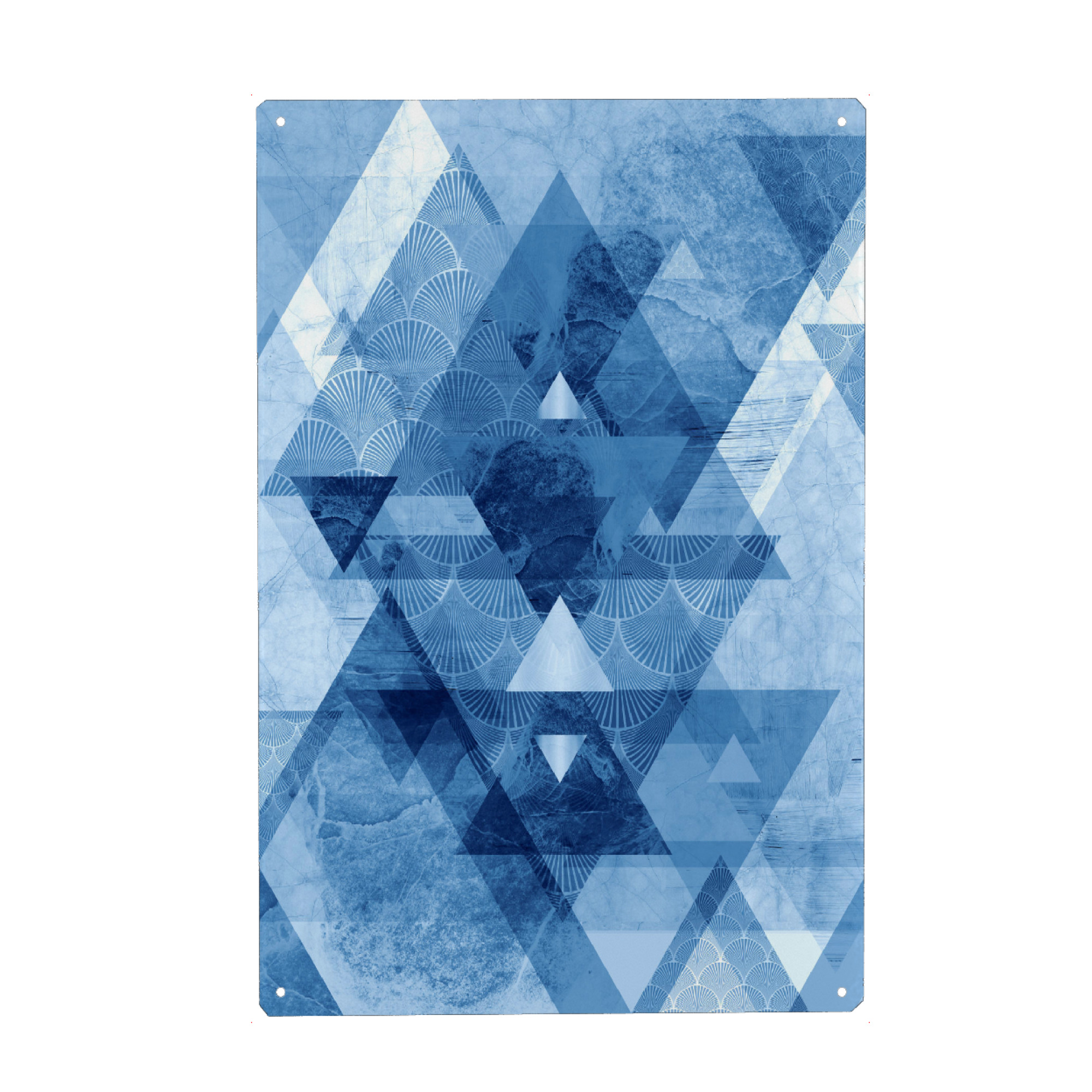 Metall Poster "Geometrical Blue" artboxONE - Abstrakt,Geometrie - Geometrical,Geometric,Abstract,Triangle - Blechschild