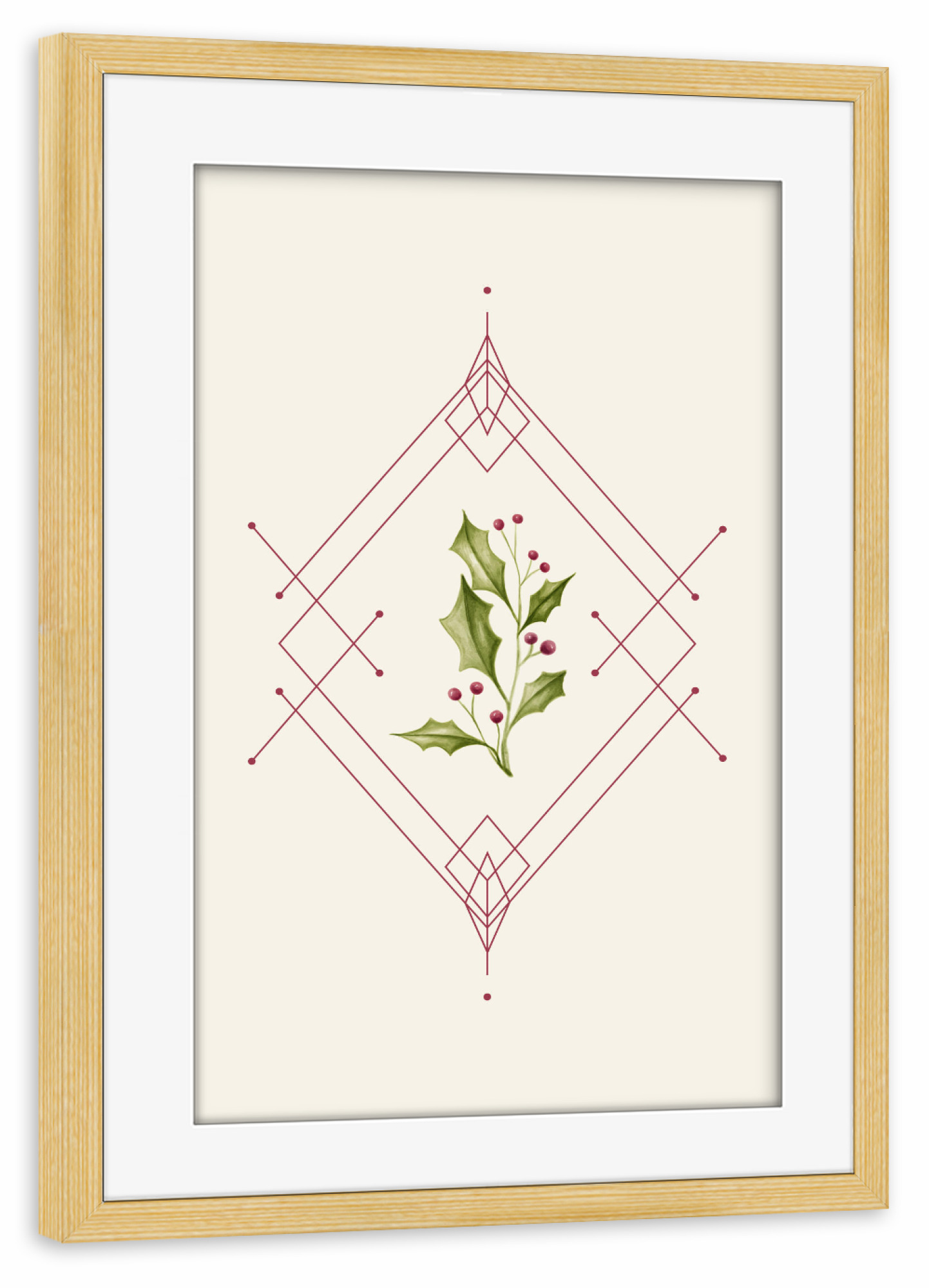 Poster mit Rahmen kiefer "Minimal Magical Time" artboxONE - Weihnachten - Geometric,Winter berry,Mistletoe