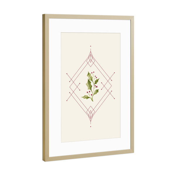 Poster mit Rahmen Gold "Minimal Magical Time" artboxONE - Weihnachten - Geometric,Winter berry,Mistletoe