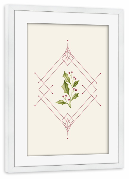 Poster mit Rahmen weiß "Minimal Magical Time" artboxONE - Weihnachten - Geometric,Winter berry,Mistletoe