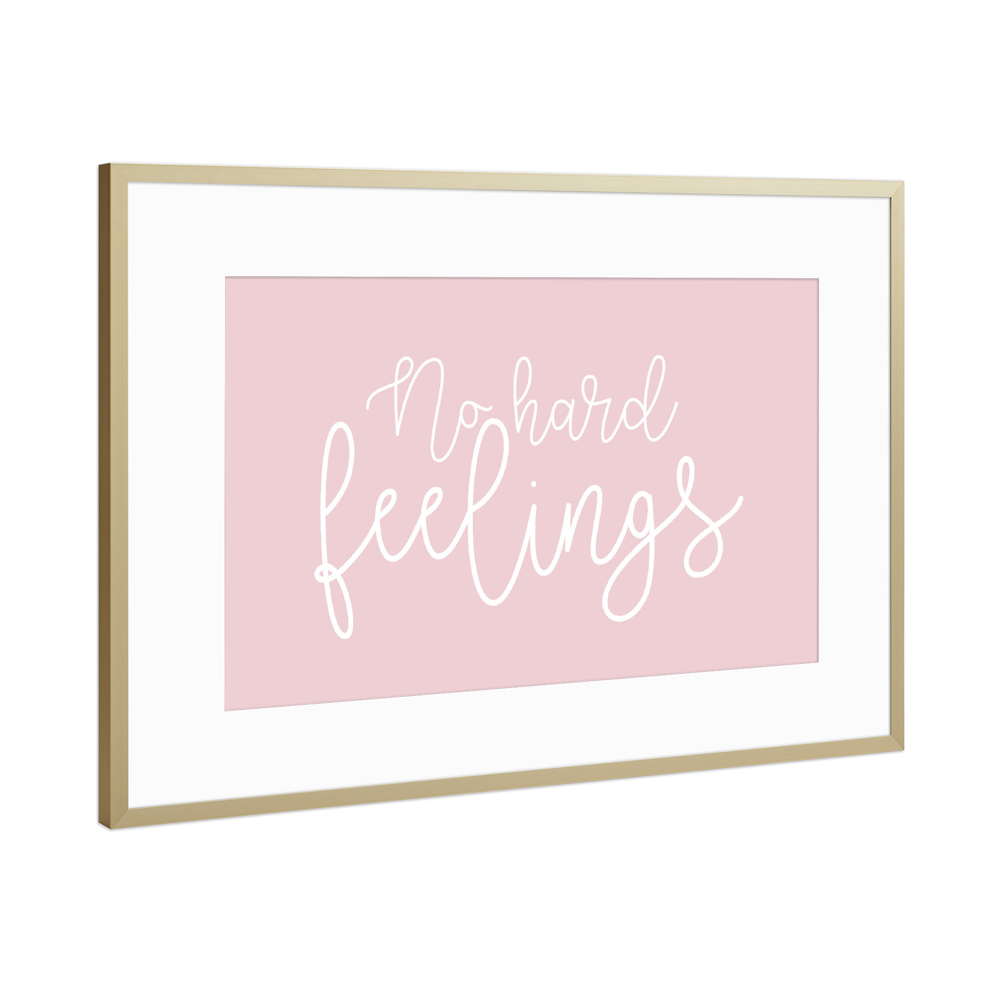 Poster mit Rahmen Gold "No hard feelings rosa" artboxONE - Typografie,Liebe - Feelings