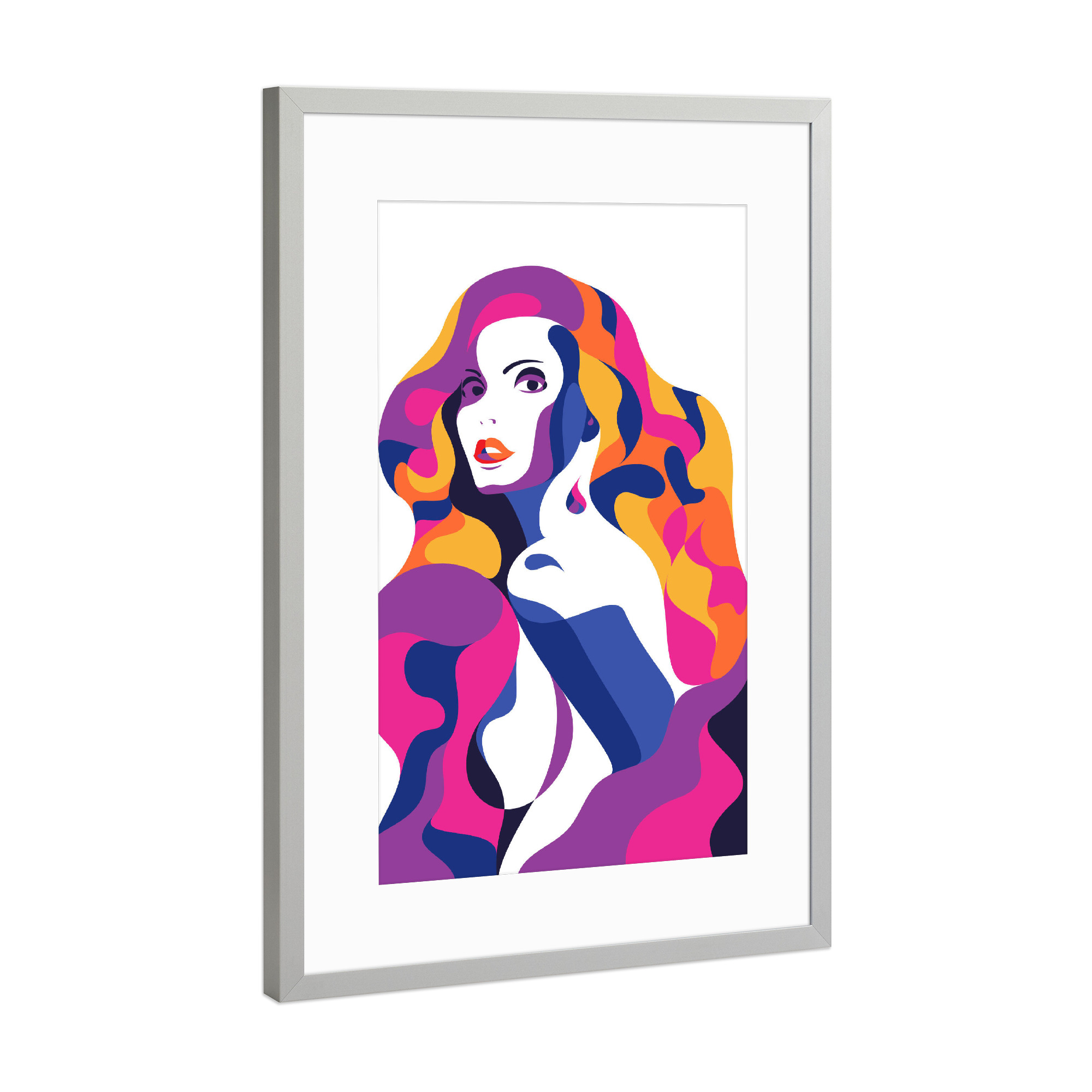 Poster mit Rahmen Silber "Lady M in color" artboxONE - Fashion - Fashion,Beauty,Woman,Colorful,Lady,Glance