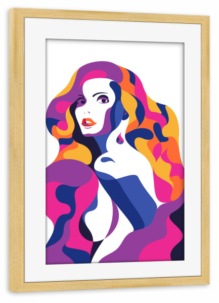 Poster mit Rahmen kiefer "Lady M in color" artboxONE - Fashion - Fashion,Beauty,Woman,Colorful,Lady,Glance