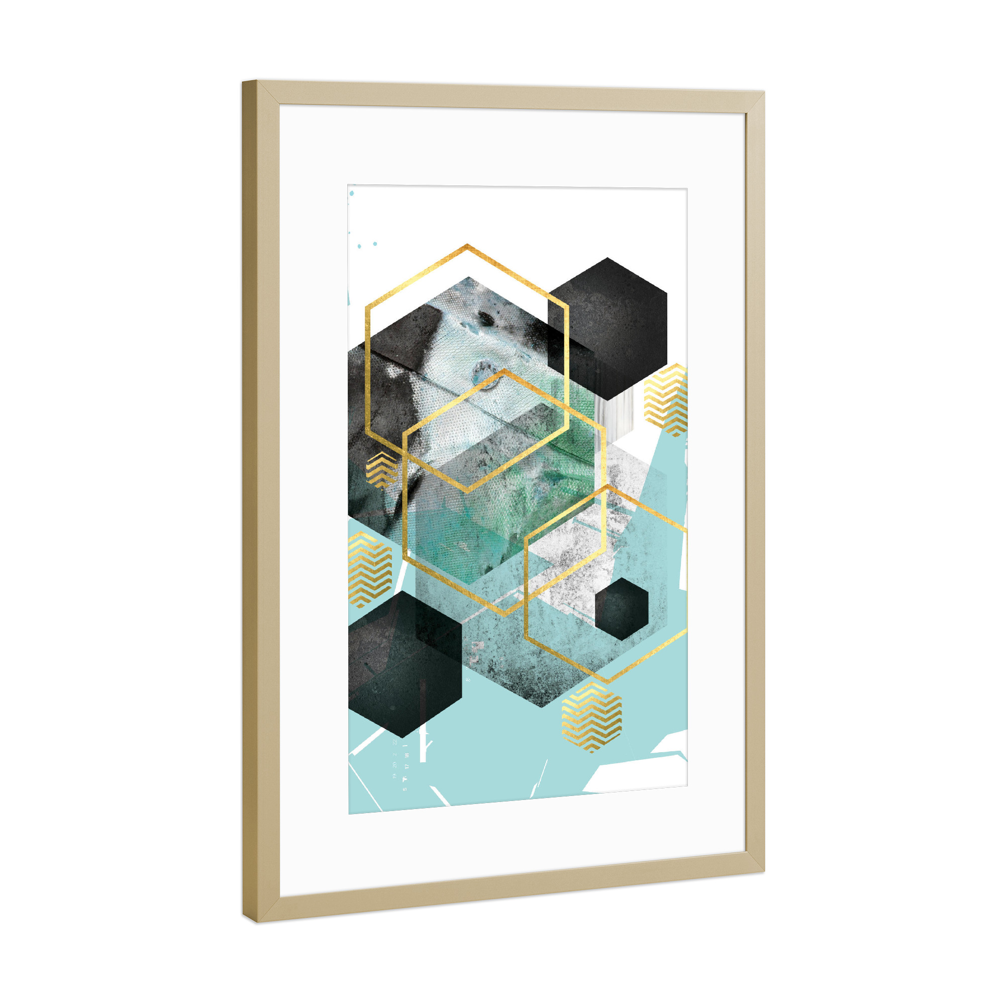 Poster mit Rahmen Gold "Abstract Precision" artboxONE - Abstrakt,Geometrie - Geometry,Abstract,Hexagon,Geo