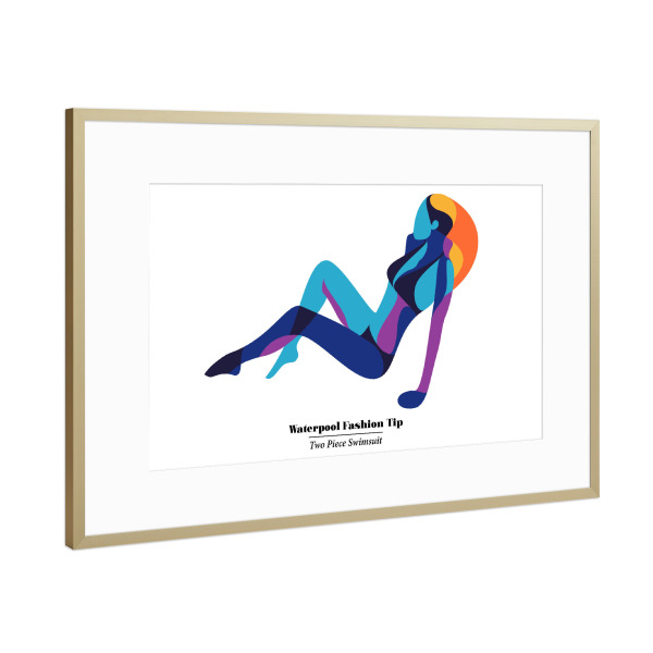 Poster mit Rahmen Gold "Waterpool Fashion Tip" artboxONE - Fashion - Swimwear,Swimsuit,Fashion,Style,Minimal,Waterpool