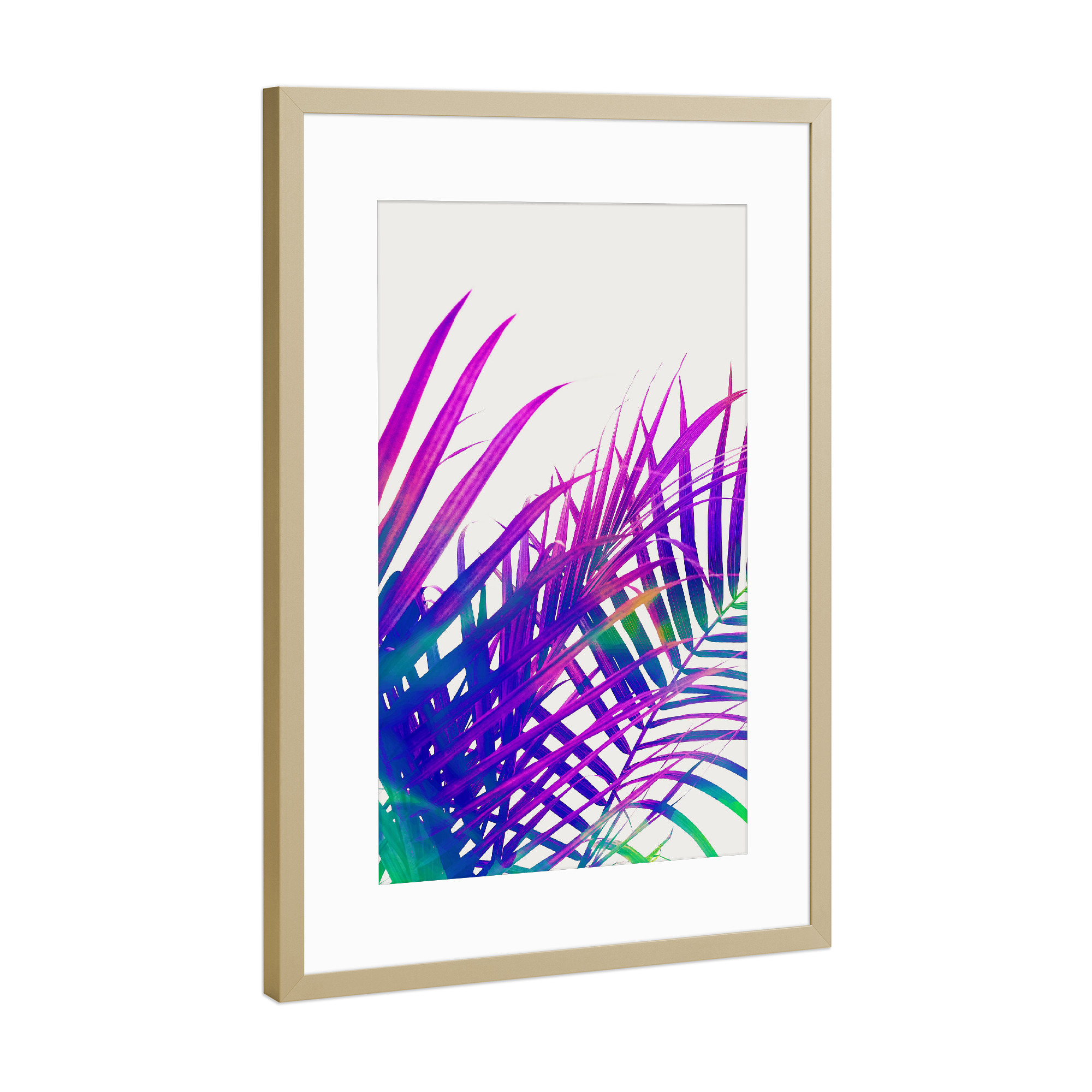 Poster mit Rahmen Gold "Colorful Palm" artboxONE - Floral - Leaf,Plant,Leaves
