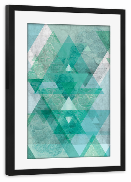 Poster mit Rahmen schwarz "Geometrical Aqua" artboxONE - Abstrakt,Geometrie - Triangle,Geo,Geometry,Abstract