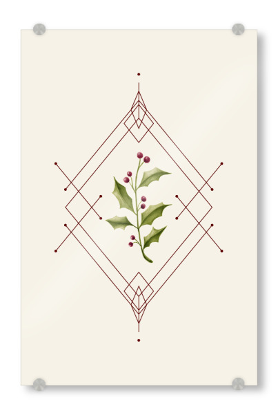 Acrylglasbild "Minimal Holly Jolly" artboxONE - Weihnachten - Geometric,Winter berry,Mistletoe