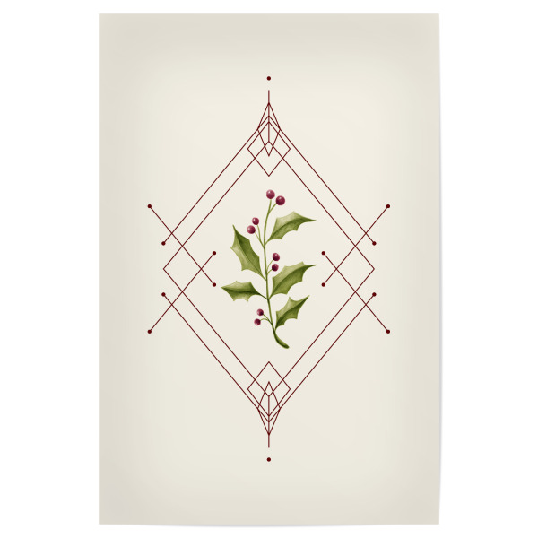 Poster "Minimal Holly Jolly" artboxONE - Weihnachten - Geometric,Winter berry,Mistletoe