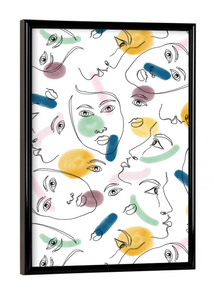 Poster mit schwarzem Rahmen "Female Portraits" artboxONE - Menschen - Figurative,Pattern,Expression,Drawing
