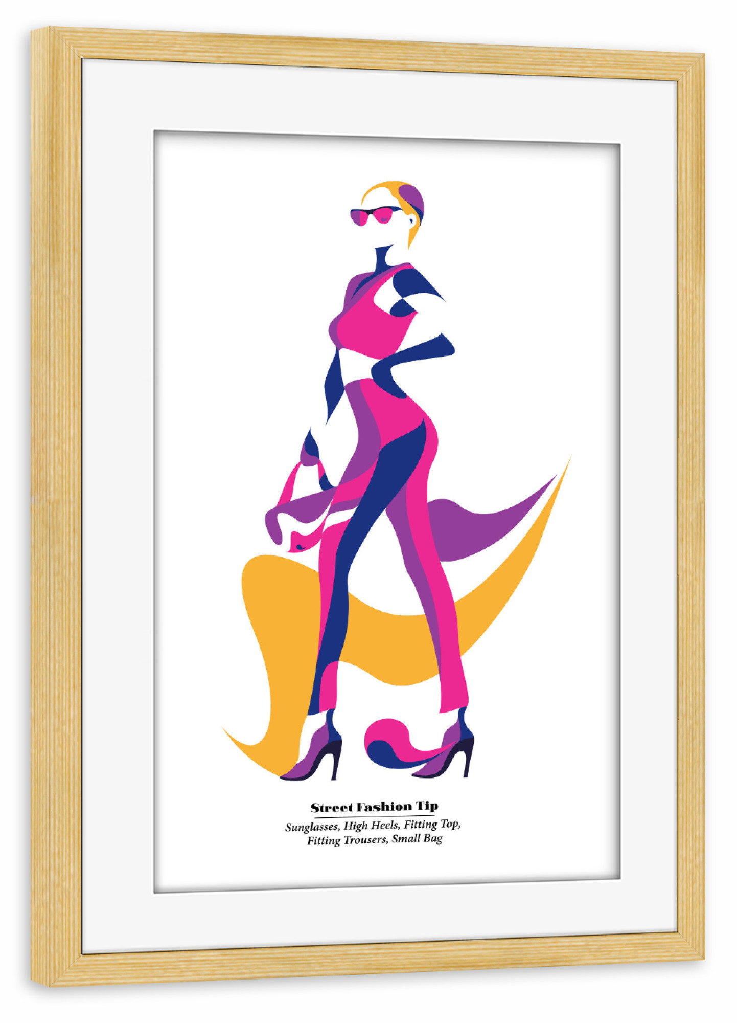 Poster mit Rahmen kiefer "Street Fashion Tip" artboxONE - Fashion - Woman,Fashion,Style,Bag,Sunglasses,Outfit,Clothes,Shopping