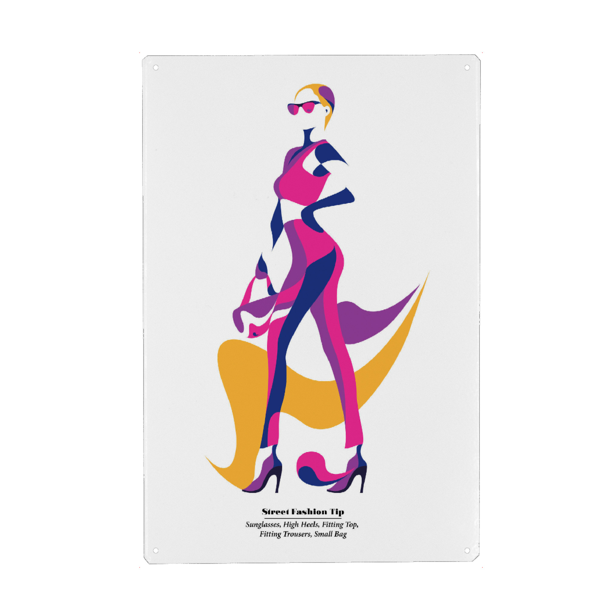 Metall Poster "Street Fashion Tip" artboxONE - Fashion - Woman,Fashion,Style,Bag,Sunglasses,Outfit,Clothes,Shopping - Blechschild