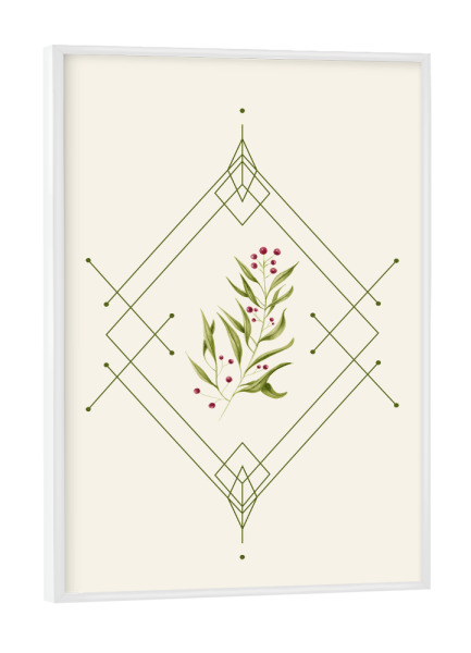 Poster mit weißem Rahmen "Minimal Very Merry" artboxONE - Weihnachten - Geometric,Winter berry,Mistletoe,Christmas