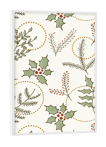 Poster mit weißem Rahmen "Classic Winter" artboxONE - Weihnachten - Pattern,Winter plant,Winter berry